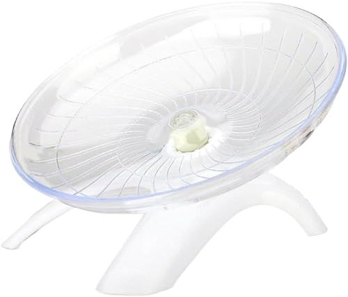 Roue pour hamster silencieuse de 17,8 cm - Soucoupe volante antidérapante - Roue d'exercice stable pour hamsters nains, rats gerbilles, petits animaux, roue de hamster blanche