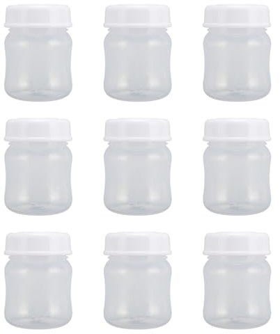 9 botellas de 90 ml de cuello ancho para recoger y almacenar leche materna con tapas a prueba de fugas, recipiente reutilizable para almacenamiento seguro de leche materna