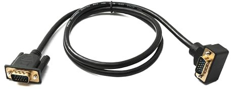 System-S D Sub15 Cavo 100cm HD VGA 15 Pin maschio a maschio DB15 Angolo Up Angled Adapter