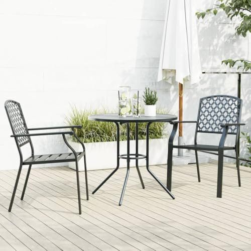 IKAYAA Aluminium Sitzgruppe 2+1, Gartenmöbel Set mit 2 Stuhl und Tisch, Garten-Essgruppe aus Alu, Terrassenmöbel Set, Gartengarnitur, Sitzgarnitu, für Garten Terrasse Balkon - Anthrazit