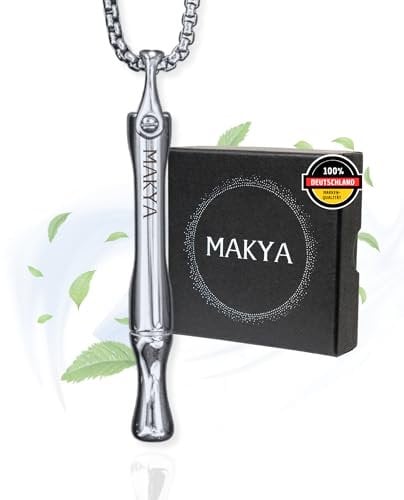 Makya V3 I Rauchentwöhnung Hilfsmittel I MEHR WIDERSTAND I Nikotinfrei & chemikalienfrei I Simuliert Rauchgefühl I Entwickelt mit Lungenfachärzten I Stressabbau & Atemtraining I Edelstahl Halskette