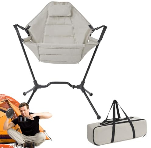 Camping-Schaukelstuhl – Heavy Duty | Klappbare Campingstühle für schwere Erwachsene | Gepolsterter Gartenstuhl mit hoher Rückenlehne, überdimensioniert, für den