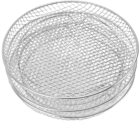3 PCS Air Fryer Rack, 304 Stainless Steel Dehydrator Rack 8 Inch Air Fryer Accessories Multi Layer Dehydrator Shelf for Kitchen (Round)