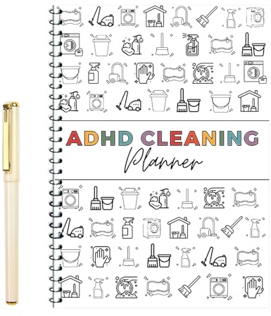Cleaning Planner for Daily Weekly Monthly Organizer with a ballpoint pen | Cleaning Schedule, Checklist Management for Daily Weekly Monthly Organizer DIY Home Improvement Chart (White)