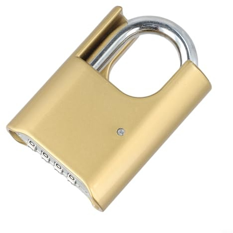 Heavy-Duty 4-Digit Combination Padlock with 8mm Hardened Steel Shackle, High Security Zinc Alloy Body, Bolt Cutter Resistant Design for Lockers, Garages,(Gold)