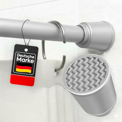AKAYGUN Gardinenstange ohne Bohren (Grau, 120-250cm) Teleskopstange zum Klemmen – Klemmstange für Vorhang, Dusche & Fenster – Rutschfest & Stabil – Spannstange ohne Schrauben