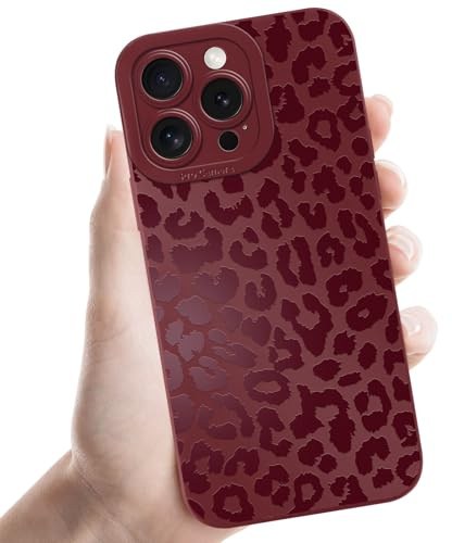 Coalbooliy Handyhülle für iPhone 15 hülle 6,1'', Aesthetic Leo Leopard Muster Design Rot Weiche TPU Silikon Stoßfest Kameraschutz Schutzhülle Bumper Ultra Dünn Mädchen Case, 09