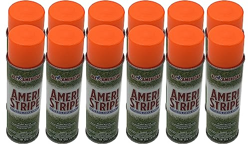 Ameri-Stripe Orange Athletic Field Marking Paint, 12 Cans (18 oz Each) - Resistant, Fast-Drying, Grass & Line Striping Aerosol Paint - Pro-Quality, Eco-Friendly Water Based Formula for Soccer, Football, Baseball Fields, & More