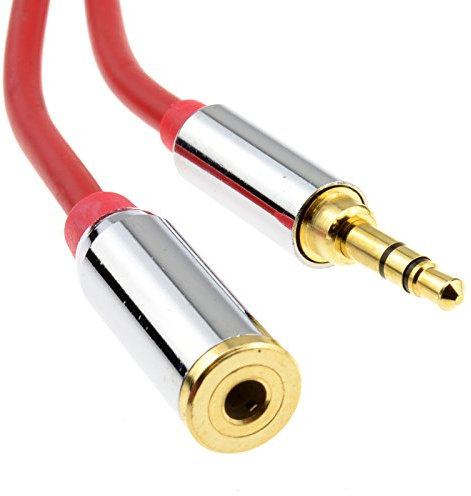 kenable PRO METAL Red 3.5mm Stereo Jack Headphone Extension Cable 1.5m
