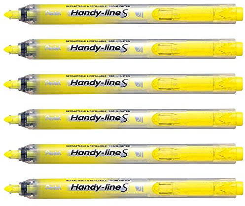 Pentel Handy Lines S – Textmarker mit Druckmechanik, nachfüllbar, Gelb, 6er-Pack