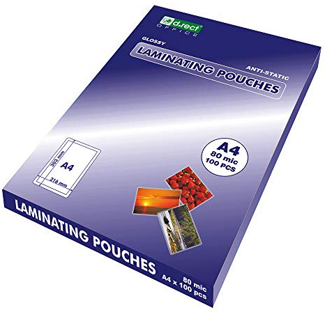 D.RECT Laminierfolien A4 80mic - Dicke 2x80 (160) Heißlaminierfolien Glänzend - Laminierfolie Verpackung 100 Stück, Folierfolien Transparent