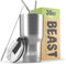 Beast Thermobecher 900 ml - Silber I Mehrweg Thermo Kaffeebecher To Go mit 2 Strohhalmen & Reinigungsbürste I Doppelwandiger Trinkbecher aus Edelstahl I Perfekt für Kaffee oder Eiskaffee I BPA-frei