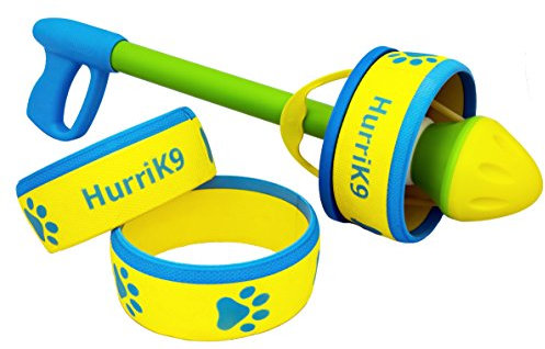 HurriK9 Fuß Flying Ring für Hunde Starter Pack, Launcher Plus 3 Ringe