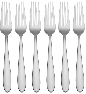 Oneida H282006A Vale Everyday Flatware Dinner Forks, Set of 6, 18/0 Stainless Steel, Silverware Set