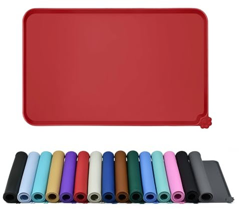 Reopet Silicone Pet Feeding Mat - Waterproof Food & Water Mat with Raised Edges - Feed Dog & Cat Met - Multiple Colors & Sizes