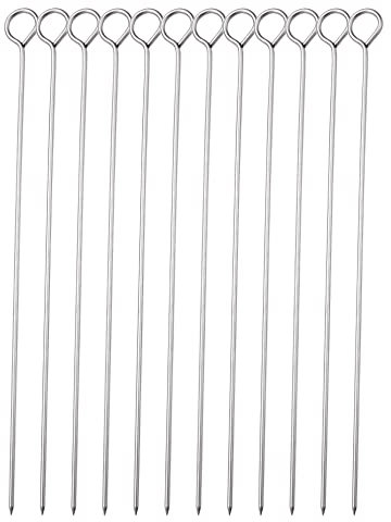 HONSHEN 10 Inch Metal Barbecue Skewers, Stainless Steel BBQ Skewers, Shish Kebab Kabob Skewers 12 Pcs