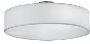 lightling modern Deckenleuchte in nickel matt, Stoffschirm weiß, 3 x E27 max. 60W, ø 50 cm, Höhe: 20.5 cm