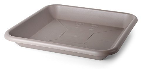 Floralo e. K. Untersetzer für Pflanztöpfe quadratisch, Taupe-Außenmaß Oben 34 cm x 34 cm, Innenmaß Boden 24,7 cm x 24,7 cm