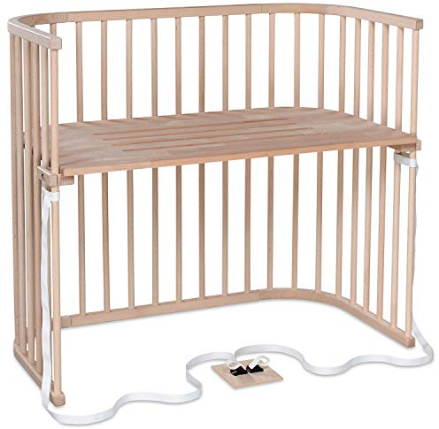 babybay Boxspring XXL Beistellbett aus massivem Buchenholz / Kinderbett Höhe stufenlos verstellbar & umweltfreundlich / mitwachsendes Babybett (natur unbehandelt)