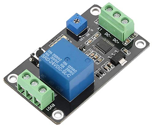 Módulo Relé Temporizador Ajustable DC 24V, Retardo Encendido Apagado, 4 Funciones, Control Automático, 10A, 60x35x20mm