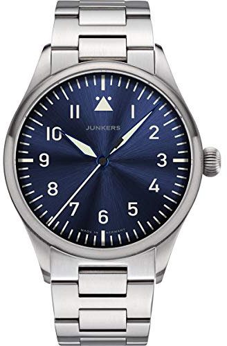 Junkers Baumuster Analog Quarz Uhr Edelstahlarmband Saphirglas blau 9.20.01.01.M