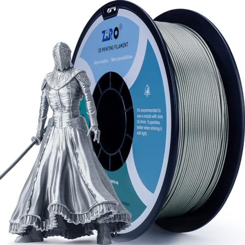 ZIRO PLA Glitter Filament 1,75mm 3D Drucker Filament PLA 1,75mm Diamant Serie 1KG, Dimensional Accuracy +/- 0.03mm, Diamant Silber