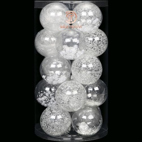 Sea Team 80mm/3.15 Feine dekorative Kleinigkeit mit Gemälde & funkelndem Weihnachtsbaumschmuck als Thema, Christbaumkugel-Set—20 Stück