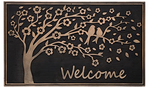 LOLAhome Felpudo de Árbol de la Vida Negro Oriental Antideslizante de 75x45 cm