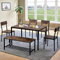 ModernLuxe Dining Table and Chairs Set Kitchen Table Furniture Dining Set Solid Table & Metal Legs (Rustic Brown Table & 4*Rustic Brown Chairs&1*Bench)