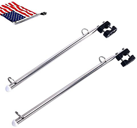 Lot de 2 poteaux réglables en acier inoxydable pour chaire de bateau (2,2 cm - 3,8 cm), mât de drapeau marin
