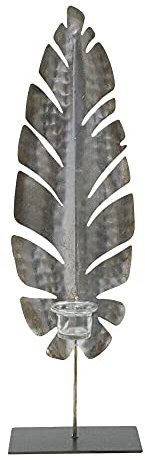 Metal Willow Leaf Candle Holder Ornament Gold Silver Brushed Centrepiece 62cm
