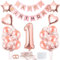 1 An Anniversaire Fille, Décoration Anniversaire 1 An Rosegold, Ballon 1 An Anniversaire, Deco Anniversaire 1 An Bannière, Ballons Confettis Or Rose