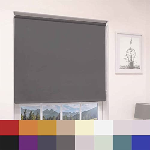 Caecus Dark Grey Blackout Roller Blinds Made To Measure Window Blinds Easy Fit Child Safe Thermal Properties Home Office Fitting Included Up To 180cm Width x Up To 160cm Drop