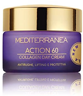 MEDITERRANEA COSMETICS Crema Giorno Viso Ristrutturante Con Burro di Karité, Allantoina e Vitamina E Combatte Rilassamento Cutaneo e Rughe Per Pelli Mature Linea Action 60 Collagen Day Cream – 50 ml