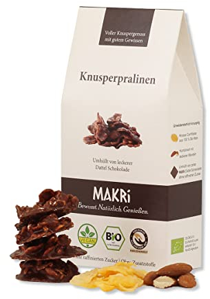 MAKRi® BIO Knusperpralinen - Schoko Krossies ohne raffinierten Zucker, Mit Dattel Schokolade, Vegan & Fair gehandelt (1 Stk.)