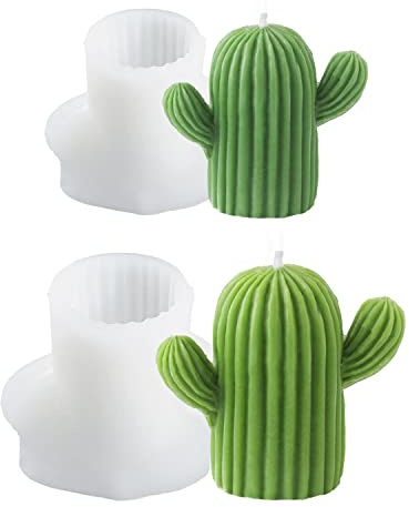 Kaktus Kerzen Silikonform, 2 Stück Handgemacht-Kerzenherstellung Für Cactus, DIY Schokoladen Kit, Sojawachs Silikonform Kaktus Kerze für Schokolade, Seife, Pudding