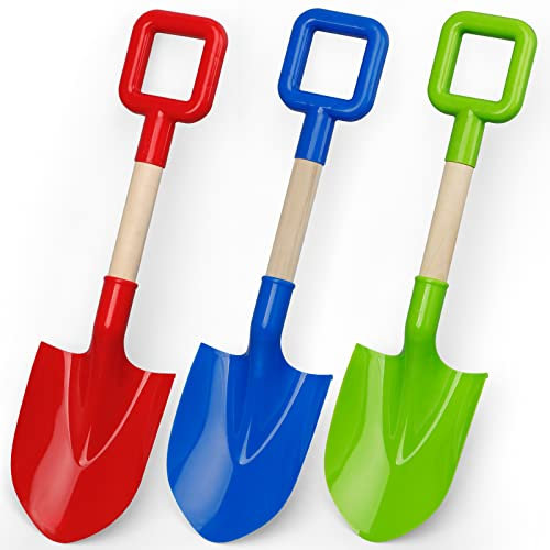 16 Kids Beach Spades Sand Shovels Toys, 40 CM Gardening Tools Kit For Kids, Sandbox Toys Scoop Durable Wood Long Handle Spade for Garden Sand Snow Backyard Summer Adults 3 Pack