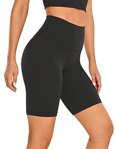 CRZ YOGA Butterluxe Damen Radlerhose Kurze Sporthose High Waist Yoga Sommer Shorts Laufshorts Fitness Hose - 20cm Schwarz 40