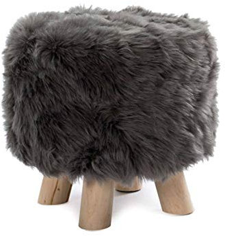 MOTT 50 Housse de protection luxueuse en fausse fourrure pour ottomane, petit repose-pieds avec élastique en bas, mini repose-pieds ronds