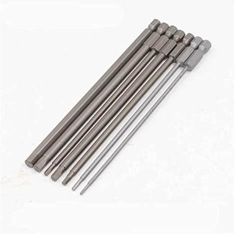 Maipula 150mm/200mm Hex Head Allen Wrench Drill Bits Set Long Allen Screwdriver Bits Magnetic Tips Hex Key Screwdriver Socket Bit Set (Color : Silver, Size : 150mm 7ps)