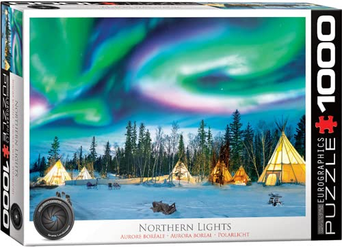 Nordlichter in Yellowknife - 1000 Teile Puzzle Format 68x48 cm + Puzzle Alu Rahmen für 1000er