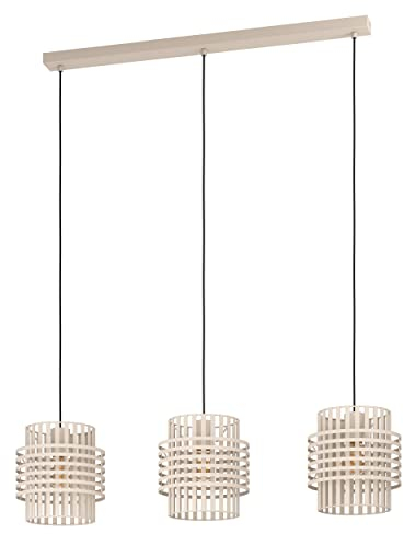 EGLO Pendelleuchte Oltamar, Hängelampe 3-flammig für Wohnzimmer und Esstisch, elegante Esszimmerlampe aus Metall in Sandfarben, E27 Fassung, Ø 21 cm