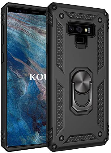 KOUYI Cover per Samsung Galaxy Note 9, Custodia Antiurto Grado Militare 360° Girevole Regolabile Ring Armor Bumper TPU Case Magnetica Supporto Silicone Custodie per Samsung Galaxy Note 9 (Nero)