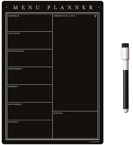 TMS Magnetic Meal Planner for Fridge | Made in The UK | Weekly Meal Prep Whiteboard, Calendar or Organiser for Work or Family Planning (Classic Blackboard, A4 (30 x 21cm))