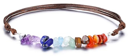 JSDDE Chakra Armband geflochten einstellbar Perlenarmband Heilsteine Edelsteine Armband Glücksbringer Schmuck für Damen Herren (7 Chakra)