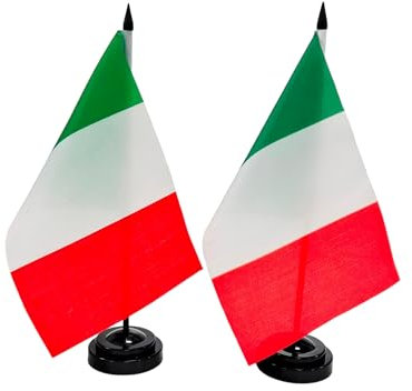 Pandiui23 Bandiera da Tavolo Italia 21x14 cm Asta e Base per Sale riunioni