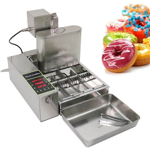 Professional Commercial Automatic Donut Maker Machine - Adjustable Thickness, 5.5L Stainless Steel Hopper - 360pcs/h - Auto Flip - for Bakery&Cafe&Food Stall - Stainless Steel Donut Fryer