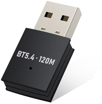 Bluetooth Adapter 120 Meter, 5.4 USB Dongle Adapter, Bluetooth Dongle, Bluetooth Stick, Low Latency, Plug & Play, mit Windows 7/8/10/8.1/11, für Desktop, Laptop, Headset, Tastatur, Maus