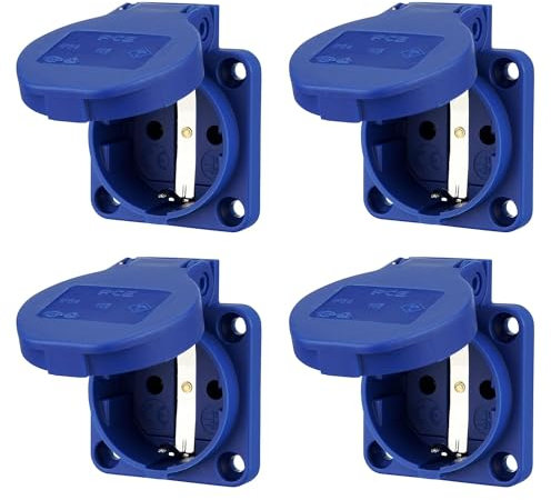 PCE Anbausteckdose mit Klappdeckel blau 105-0b mit Schraubkontakt 50x50 mm IP54