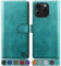 SUANPOT compatible with iPhone 16 Pro 6.3 case with [Credit Card Holder][RFID Blocking],PU Leather Flip Book Protective Cover Women Men for Apple 16 Pro Phone case Blue Green